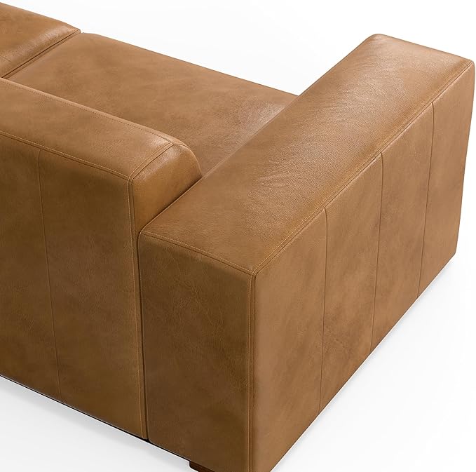 SIMPLIHOME Rex U-Shaped Sectional Modular Sofa in Full-Grain Genuine Leather, Sienna, 144-inches Wide, Handcrafted Modern-Style Large Leather Couch for Living Room