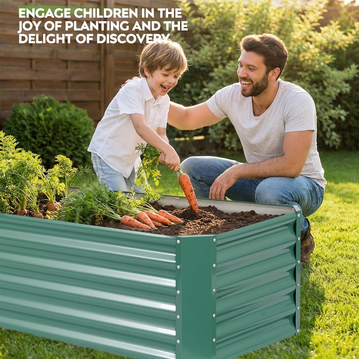 ZORMY 6×2×1.4ft Galvanized Raised Garden Bed Kit, Metal Planter Boxes Outdoor, High Raised Beds for Vegetables, Fruits, and Flowers - LotusGreen