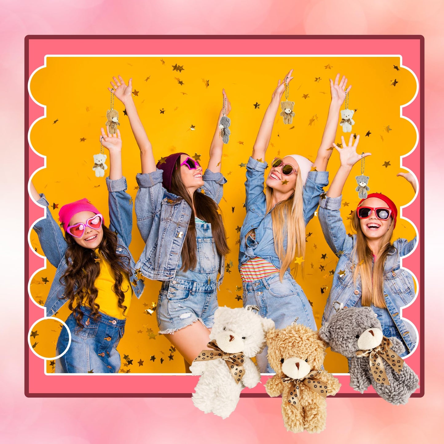 Rcanedny 18 Pcs Mini Plush Teddy Bears 4.72 Inch Soft Stuffed Teddy Bear Small Plush Bear Keychain for DIY Crafts Birthday Valentine's Day Graduation Party Favors