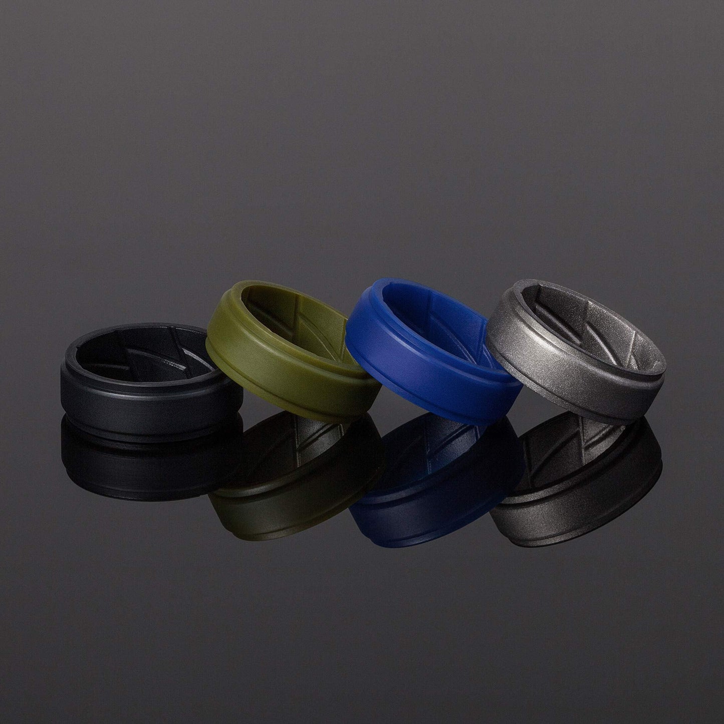 ThunderFit Silicone Wedding Rings for Men Breathable Airflow Inner Grooves, Step Edge Sleek Design Rubber Engagement Bands 8mm Wide 2mm Thick, Variety Multipack 1-7