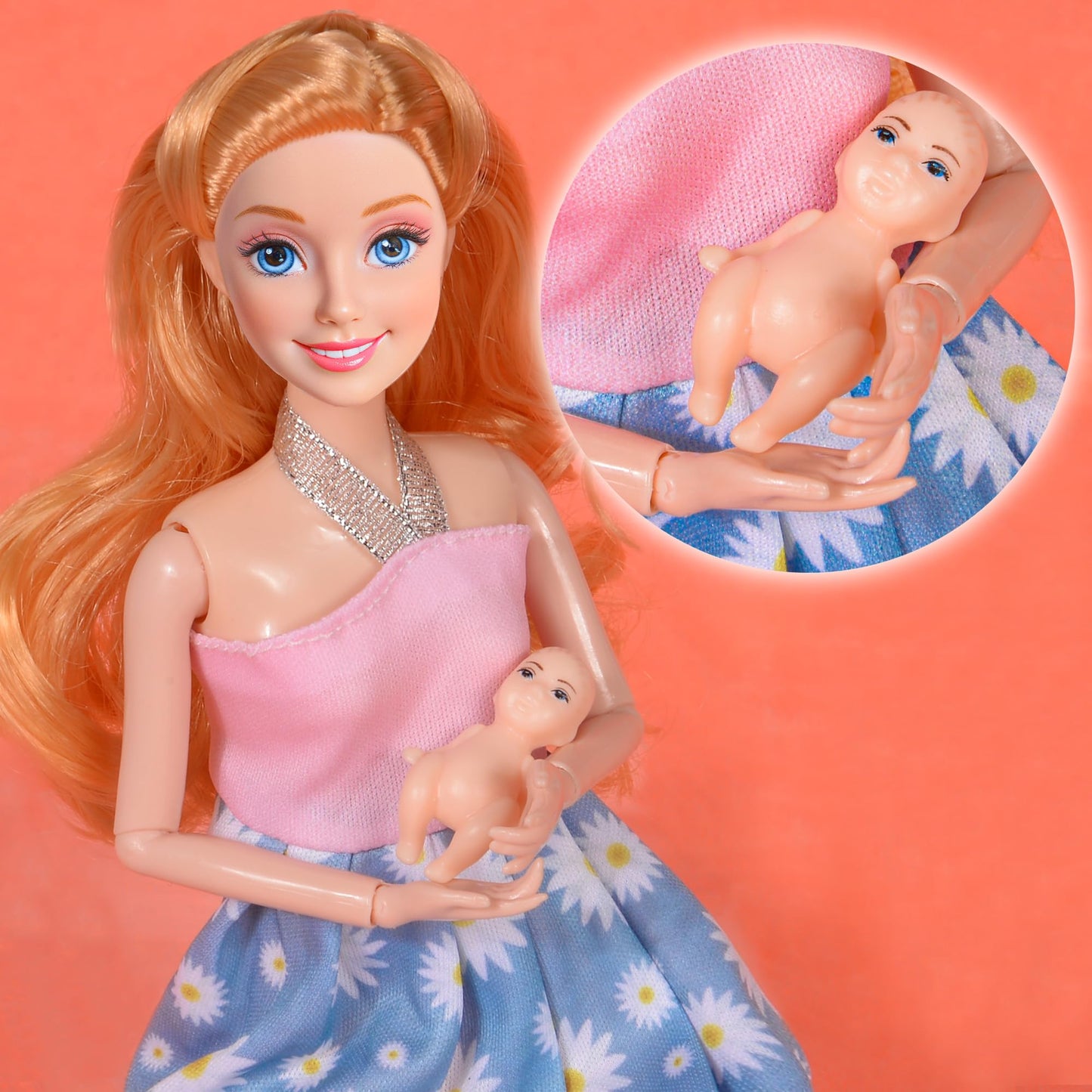 dollbie 3-Pack 11.5 inch Pregnant Dolls - Fashion Dolls with Interchangeable Pregnant and Normal Bellies - Includes 3 Dolls, 3 Dresses, 3 Babies