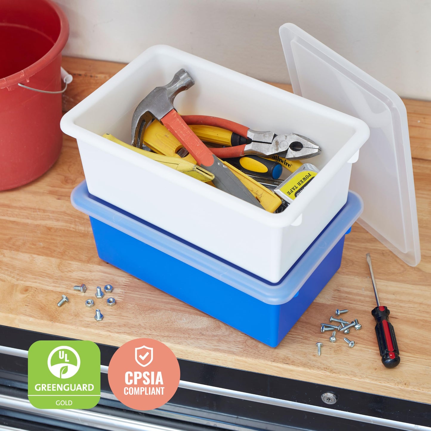 ECR4Kids Cubby Storage Bin with Lid, Multipurpose Organization, Assorted, 10-Piece