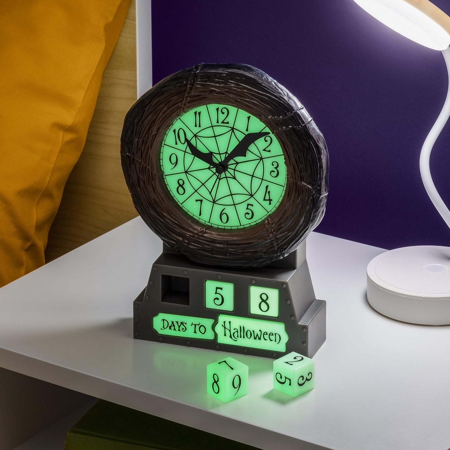 Paladone Nightmare Before Christmas Countdown Alarm Clock - Officially Licensed Disney Merchandise, Glow in The Dark Festive Decoration for Halloween and Christmas, Spooky Home Decor