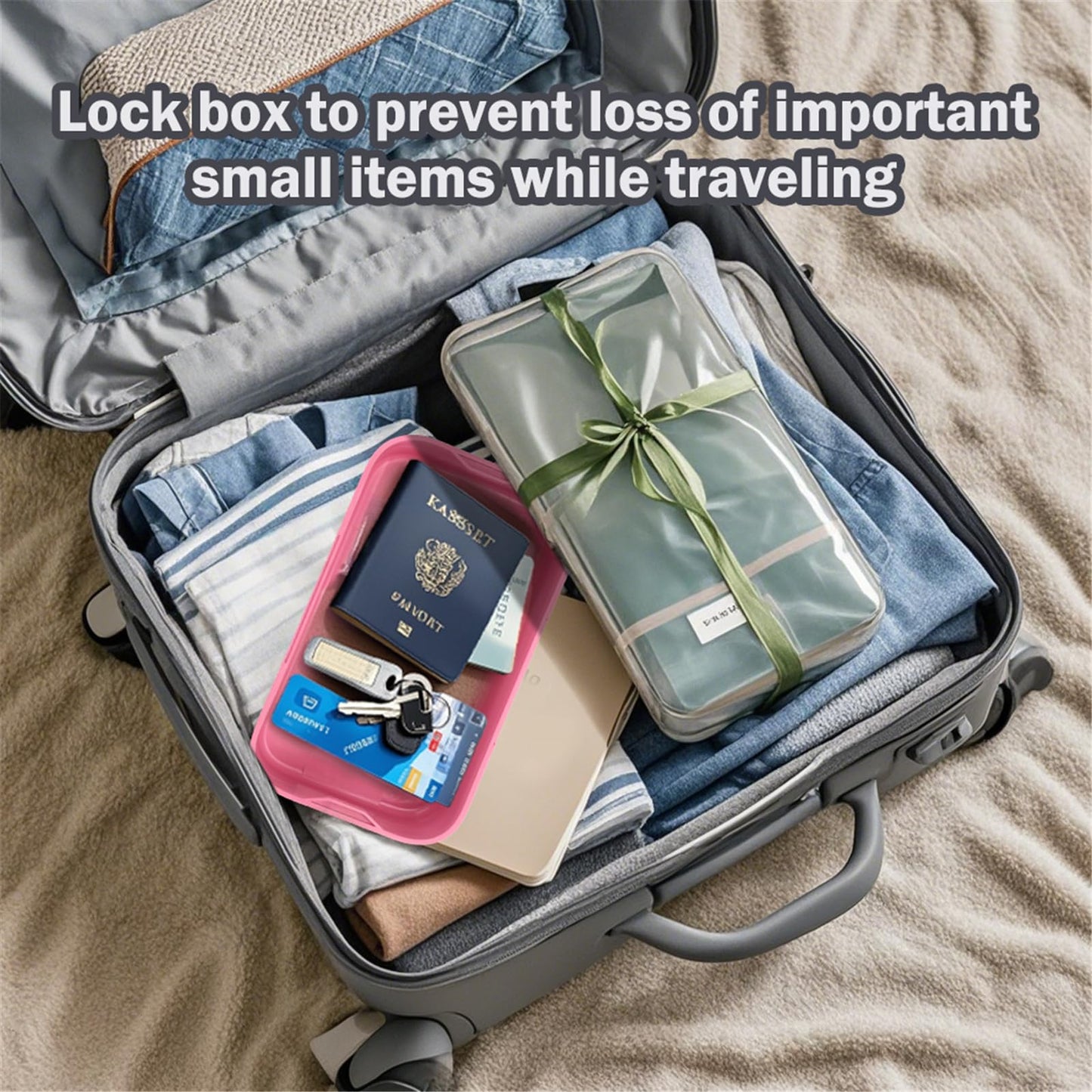 Small Lock Box for Medicine Safe, Lockable Storage Box with Combination Code, Ideal for Food & Fridge Items, First Aid Kit Organizer, Phone Jail, Perfect for Home, Office, Dorm, Travel, Gift (Pink)