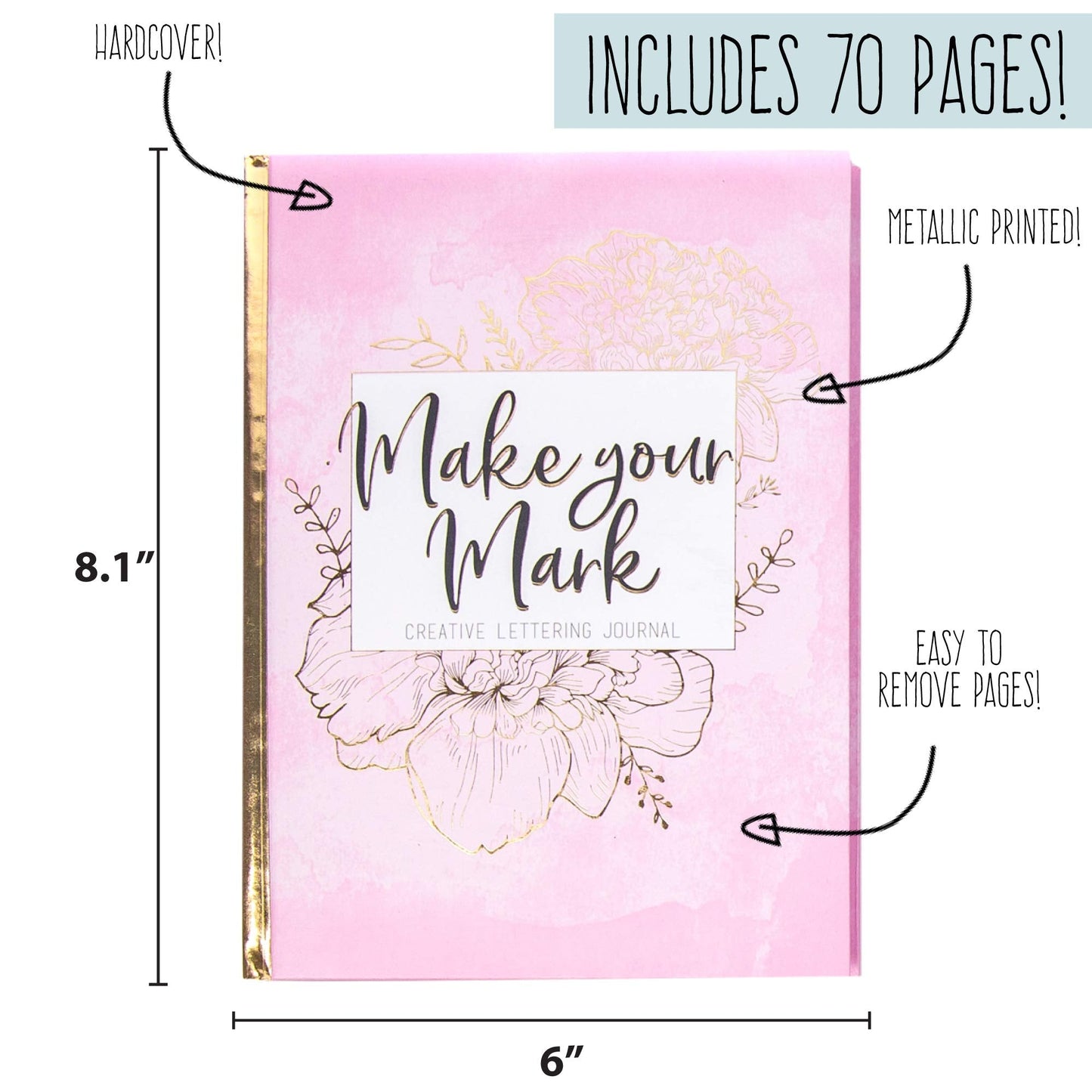 STMT DIY Make Your Mark Hand Lettering Set, Step-by-Step Beginner Modern Calligraphy Hardcover Workbook, Includes Practice Sheets, Stencils, Flexible Fine Tip & Brush Markers, DIY Calligraphy Kit