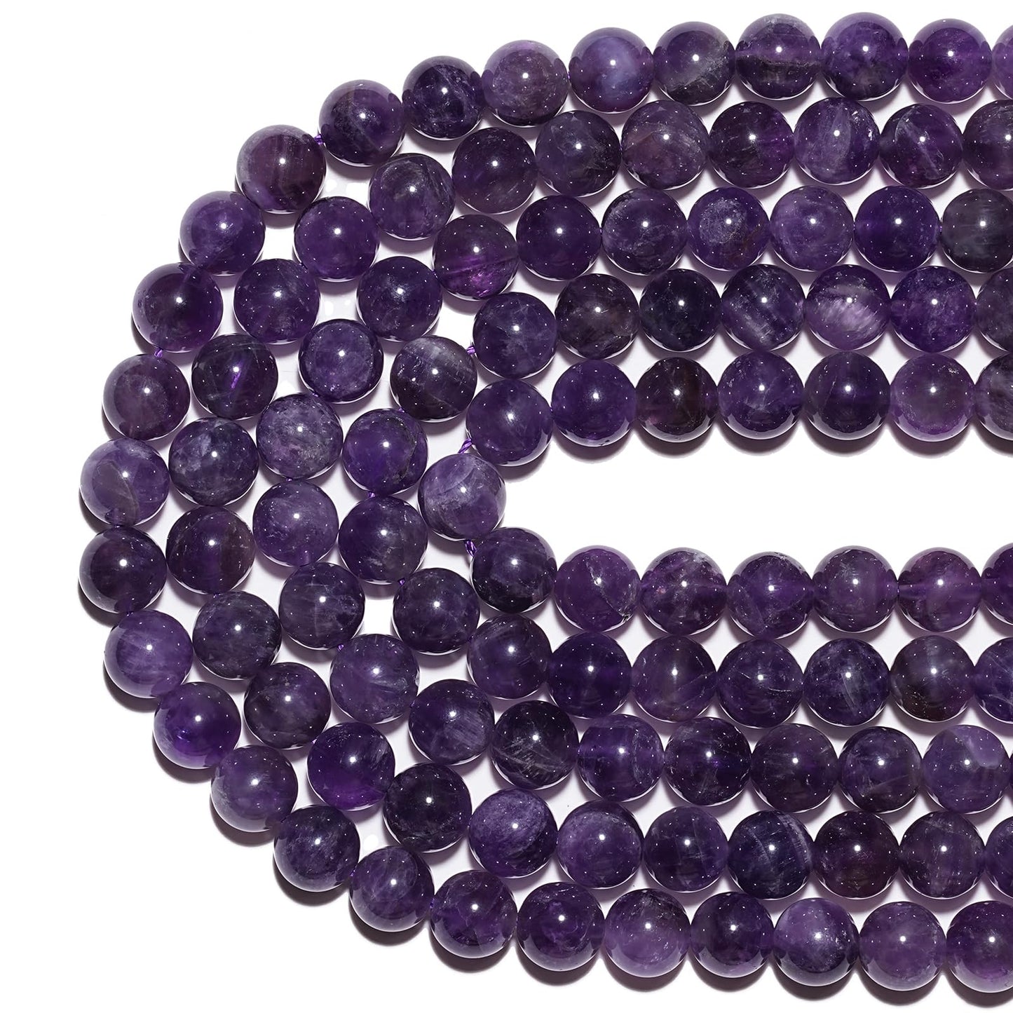 8mm Natural Amethyst Gemstone Beads Polished Round Smooth Stone Beads for Bracelets Jewelry Making 15inch Loose Beads