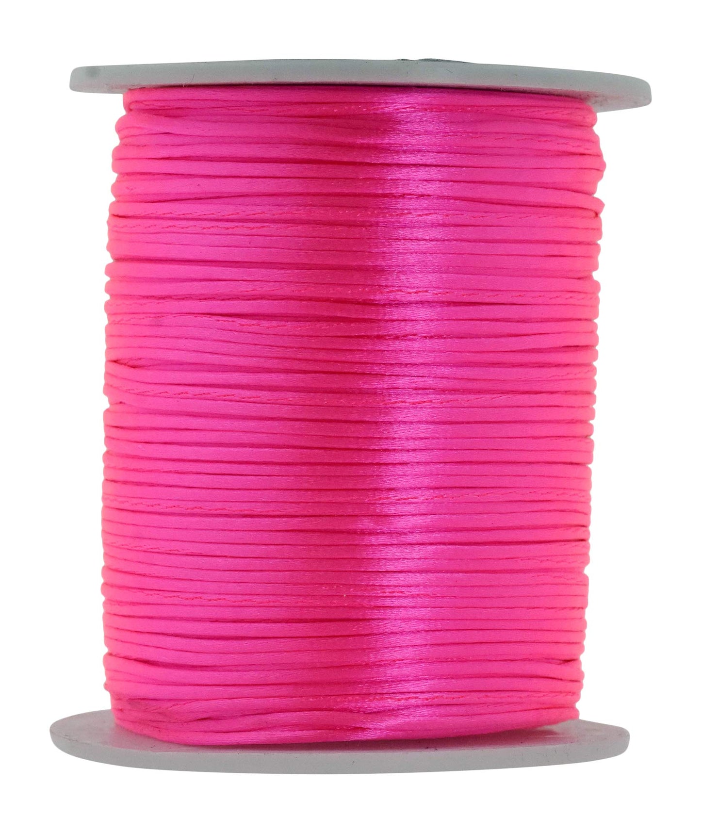 Mandala Crafts Nylon Satin Rattail Cord - 1mm Hot Pink String, 100 Yds, for Jewelry Making, Macrame Trim