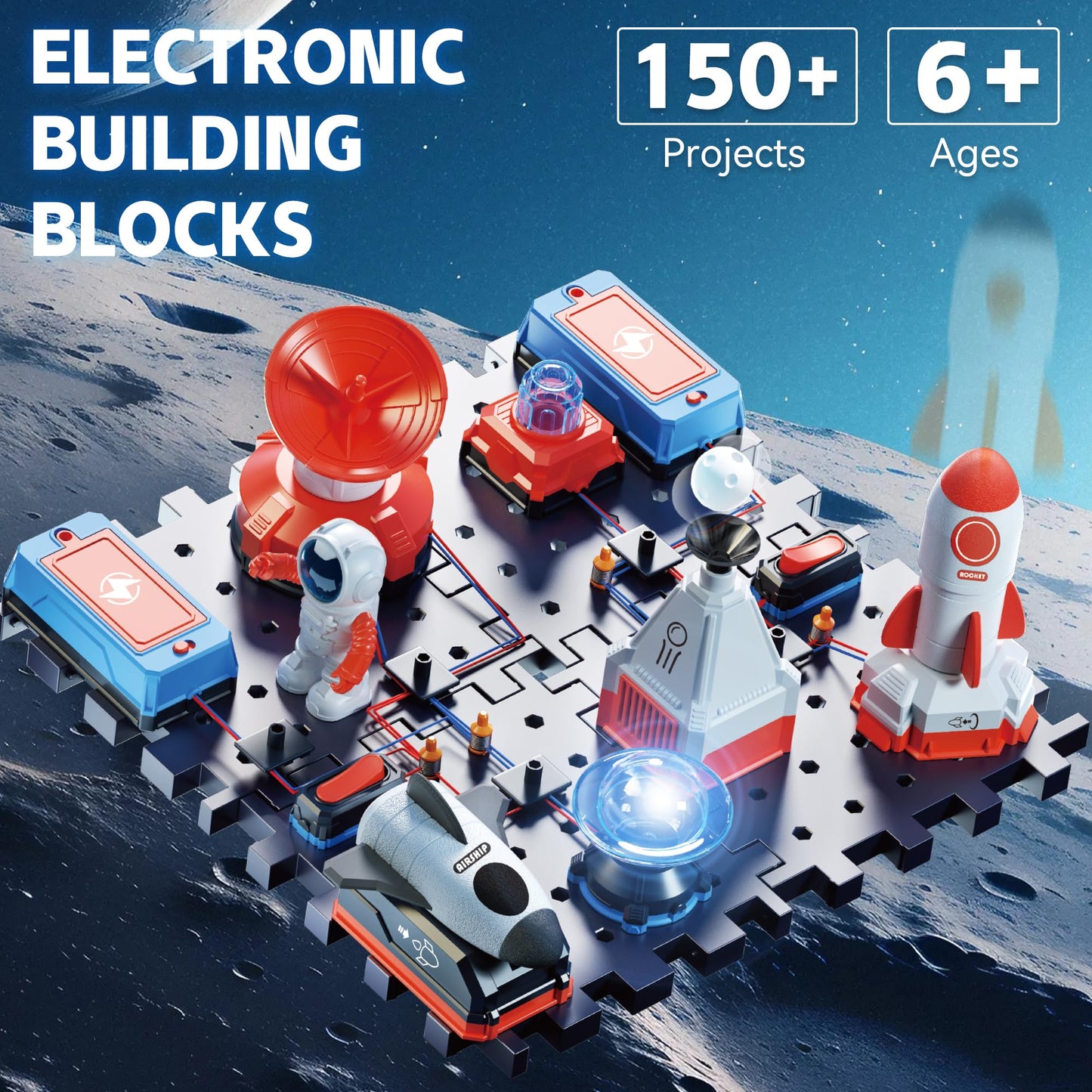 STEM Circuit Kit for Kids Ages 6+, 32PCS Electronics Exploration Kit with 150+ Creative Projects for Home & School Learning, Educational Physics Science Toy Gift for Boys Girls