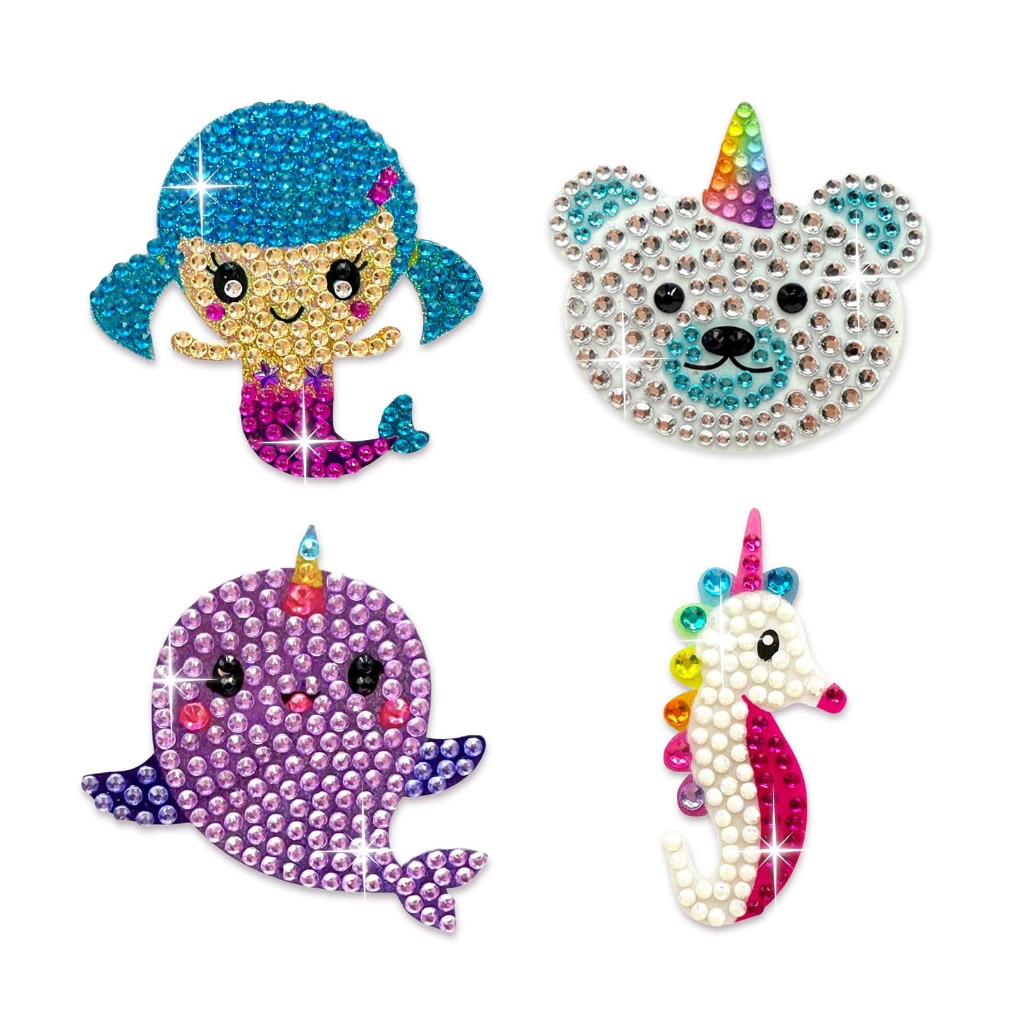 StickerBeans® Rhinestone Stickers - Whimsical Sticker Pack, 2” x 2” Each, Unique Sparkly Cut-to-Shape for Collecting, Trading, Decorating Laptops, Phone Cases, Scrapbooks