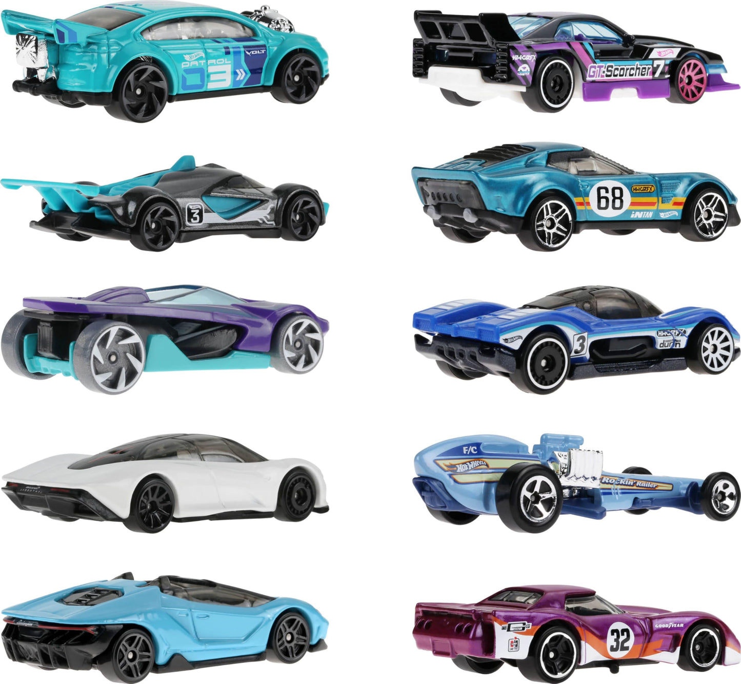 Hot Wheels 10-Pack of Toy Race Cars, Includes 1:64 Scale Corvette, Lamborghini, McLaren & Hot Wheels Originals (Amazon Exclusive)