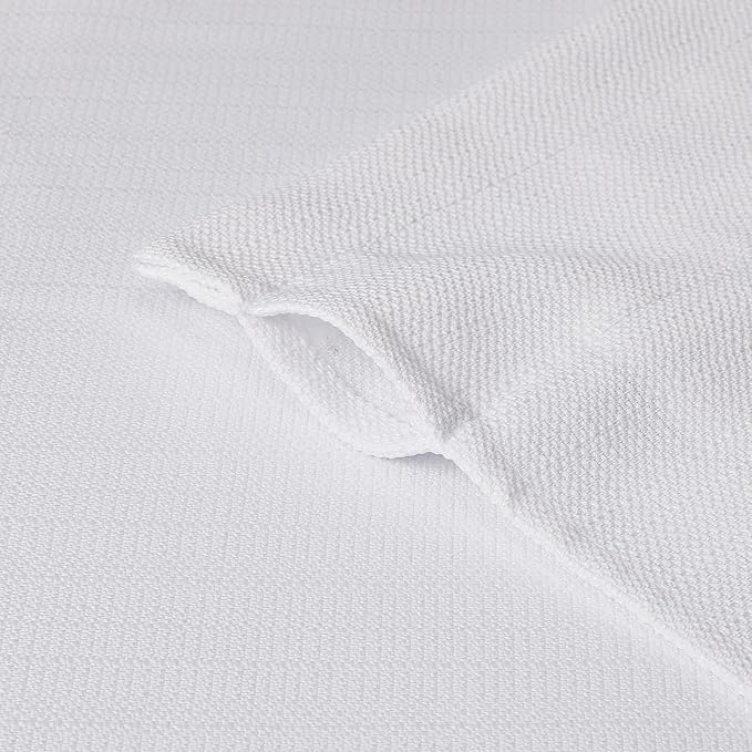 Chyhomenyc White Faux Linen Slub Textured Semi Sheer Small Window Kitchen Valance Curtain, Rod Pocket Cafe Valance for Bathroom Laundry Basement, 30Wx14L inch, 2 Piece