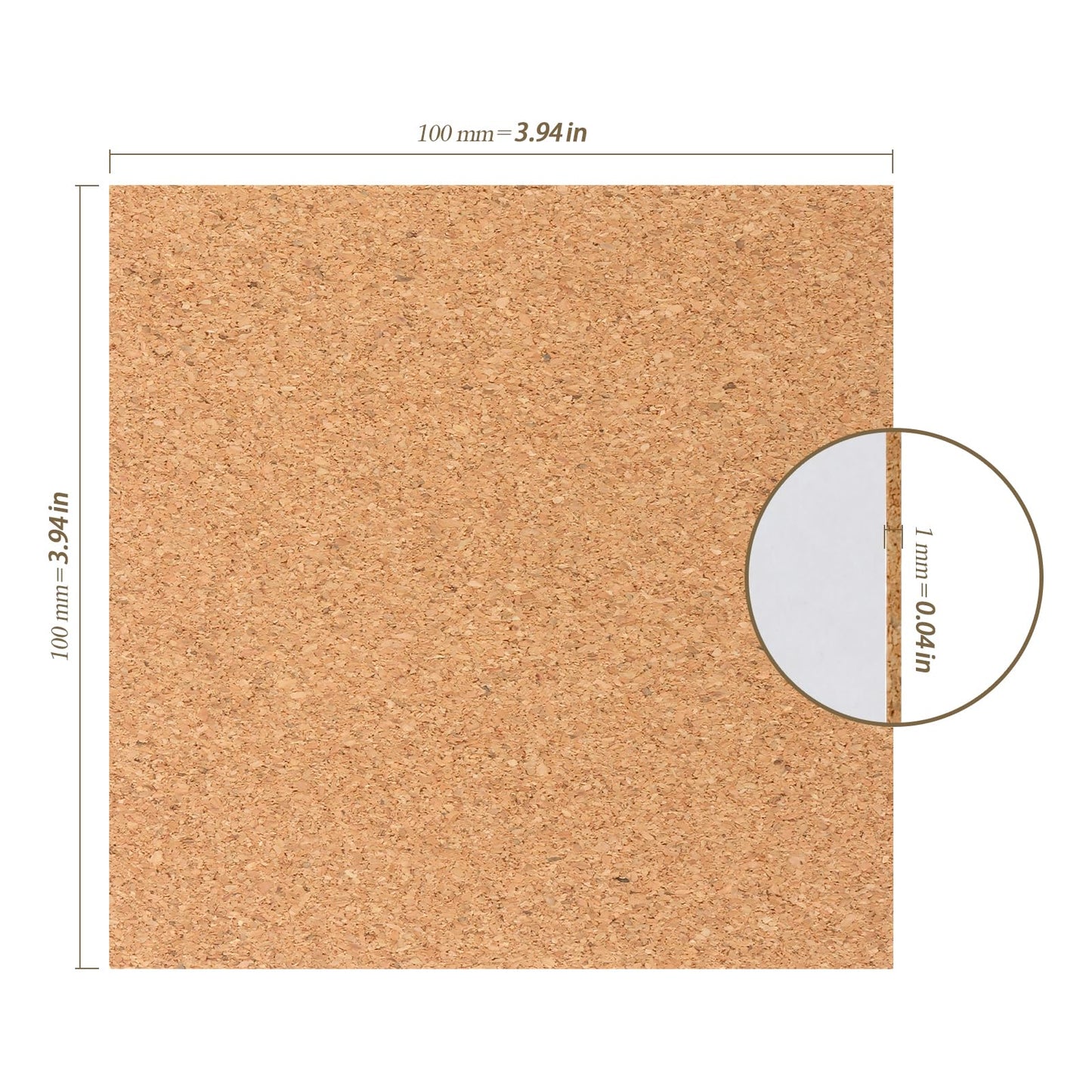 HEIHAK 200PCS Self-Adhesive Cork Backing Sheets 4"x4" (10x10cm) Square Coaster Bottoms for DIY Crafts Home Tabletop Decoration