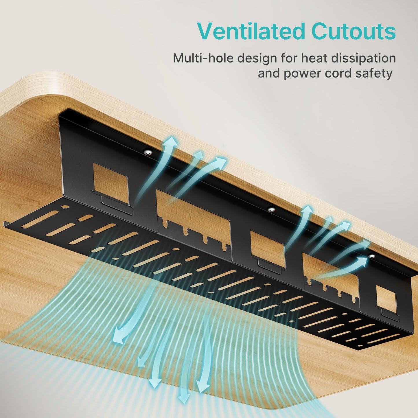 PEGZONE Under Desk Cable Management Tray, 31.5 Inches Metal Cord Organizer Rack, Desk Tray for Power Strip, Cord, Wire, Easy Mounting Cable Management Under Table for Home Office, Black