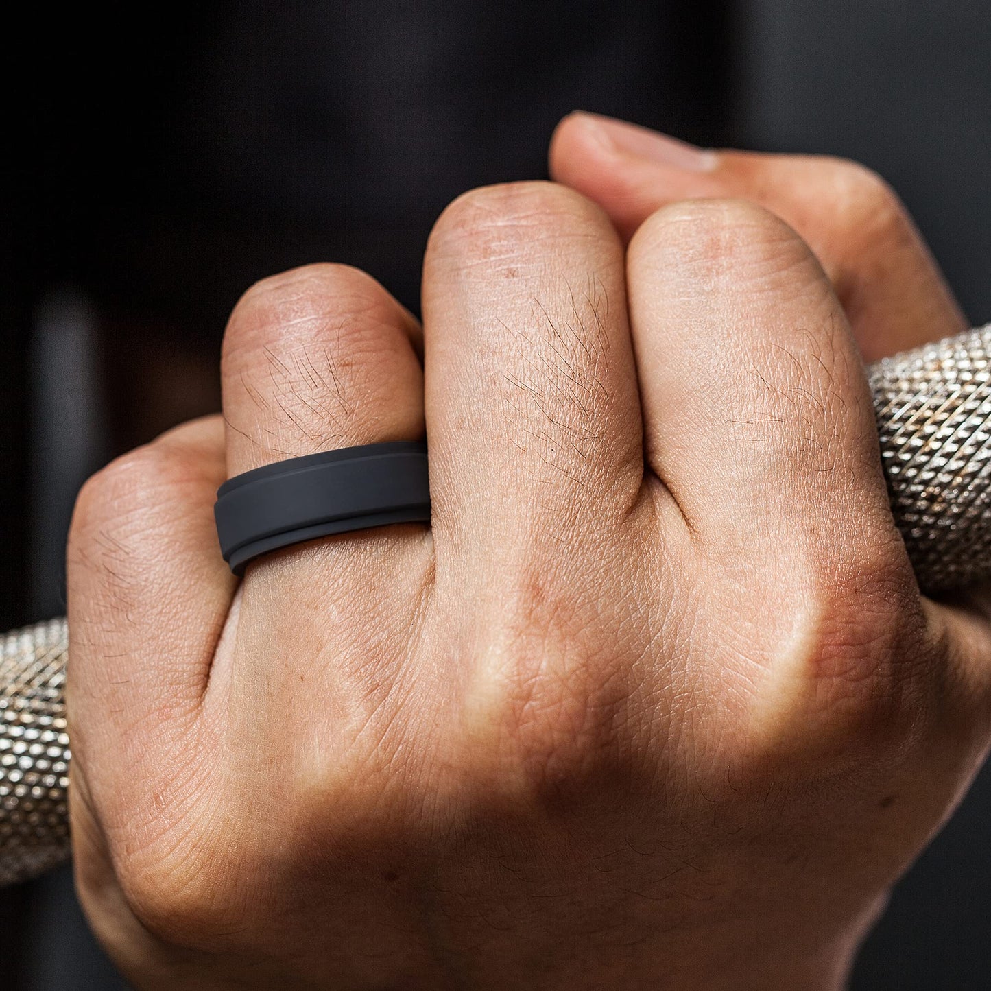 ThunderFit Silicone Wedding Rings for Men Breathable Airflow Inner Grooves, Step Edge Sleek Design Rubber Engagement Bands 8mm Wide 2mm Thick, Variety Multipack 1-7
