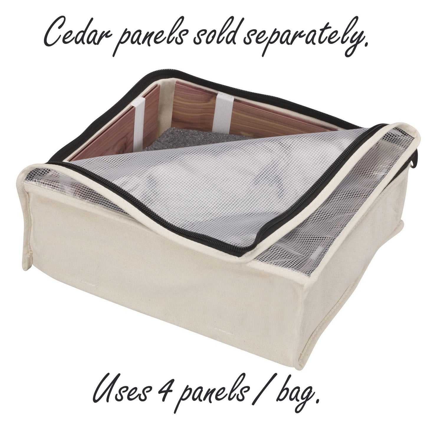 Household Essentials Canvas Sweater Storage Bags, 2-Pack, Breathable Cotton, Under-Bed Zippered Storage with Clear Top Window, Stackable, Cedar Insert Compatible (Not Included), Natural