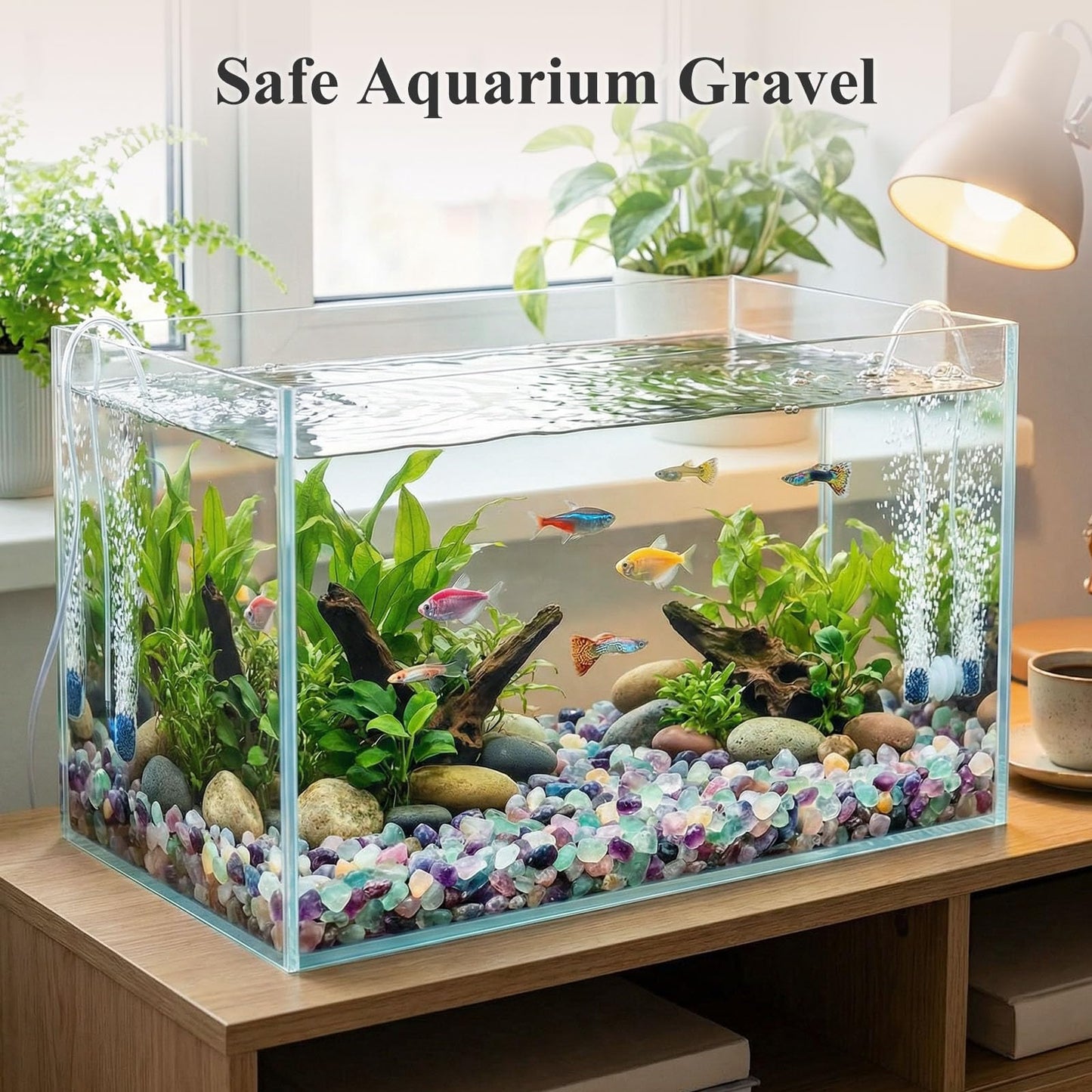 JOHOUSE Quartz Crystals, Crushed Chips Tumbled Polished Stones, Assorted Irregular Shaped Decorative Rocks, Succulent Pebbles for Indoor Plants, Aquarium Betta Fish Tank Gravel, Vase Filler 0.2"-0.5"