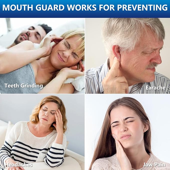 Mouth Night Guards for Teeth Grinding, Mouthguards for Grinding of Teeth, Mouth Guard for Clenching Teeth at Night with 12 Cleaning Tablets