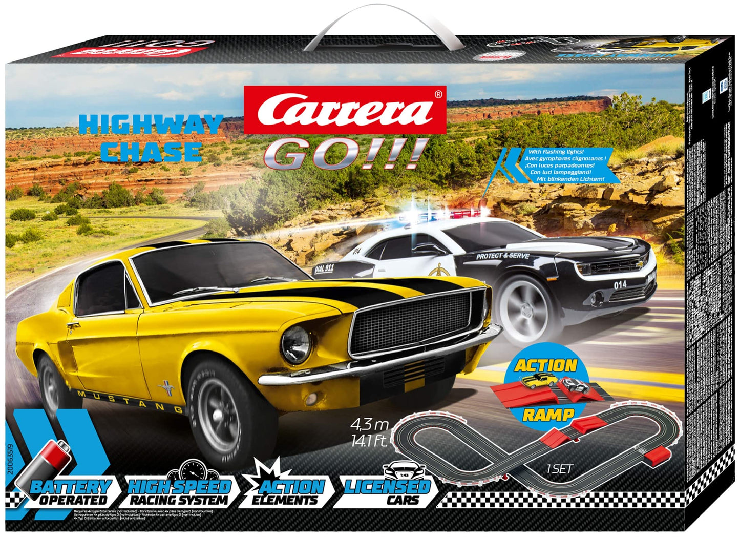 Carrera 63519 Police Battery Operated 1:43 Scale Slot Car Racing Track Set with Jump Ramp