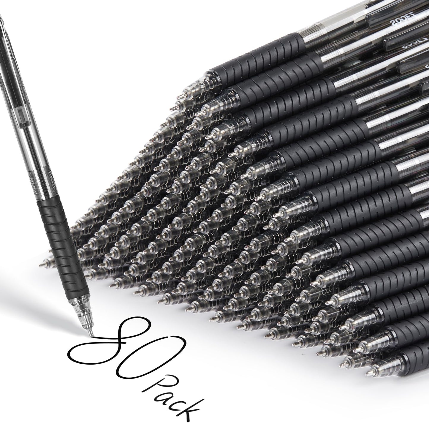 Sooez 80 Pack Pens Bulk, Ballpoint Pens with Soft Grip, Retractable Black Ink Pen, Medium Point 1.0mm for Note-Taking & Journaling, Smooth Writing No Bleed for Nurses Servers Teachers School Office