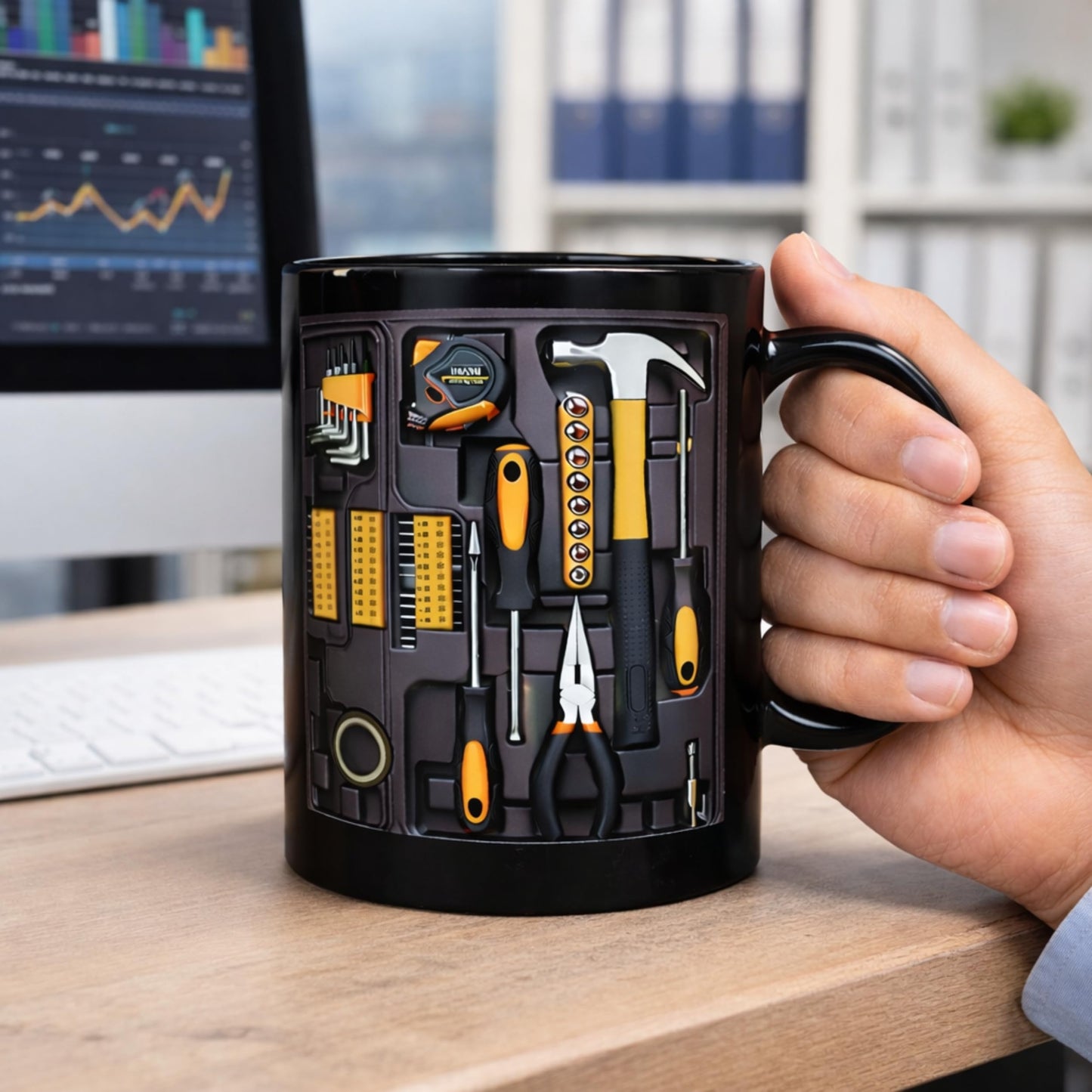 USAYEGH Mechanic Toolbox Mug – Tool Box Coffee Mug for Mechanics, DIY Lovers & Handyman – Funny Tool Organizer Design Ceramic Coffee Cup Gift for Men