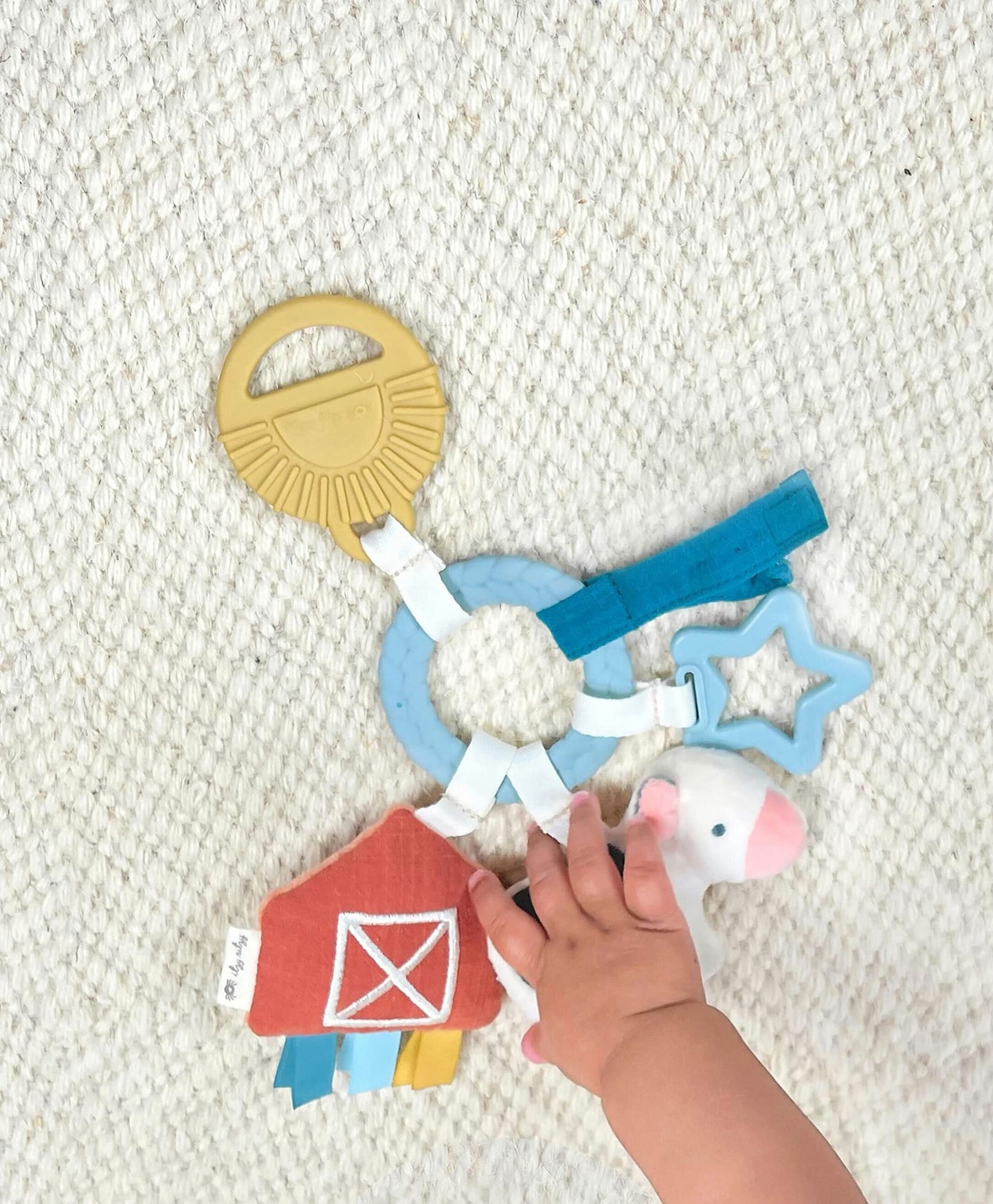 Itzy Ritzy Farm Toy Gift Set with Cow Lovey, Teether, Crinkle & Bitzy Busy Ring for Car Seat and Stroller