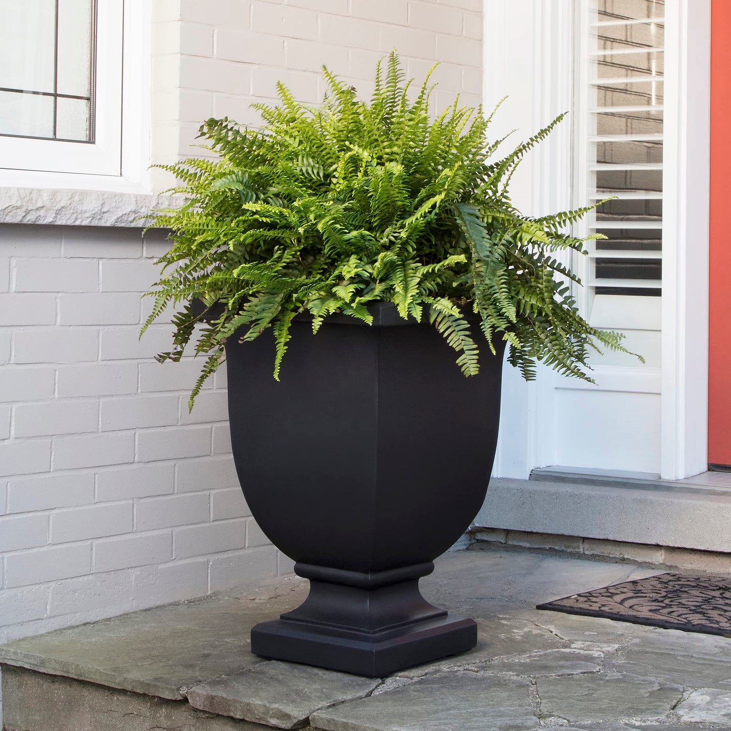 Mayne Augusta 26-Inch Tall Planter – Self-Watering, Weather-Resistant Planter for Flowers – Durable Indoor/Outdoor Design for Patio, Porch, or Entryway