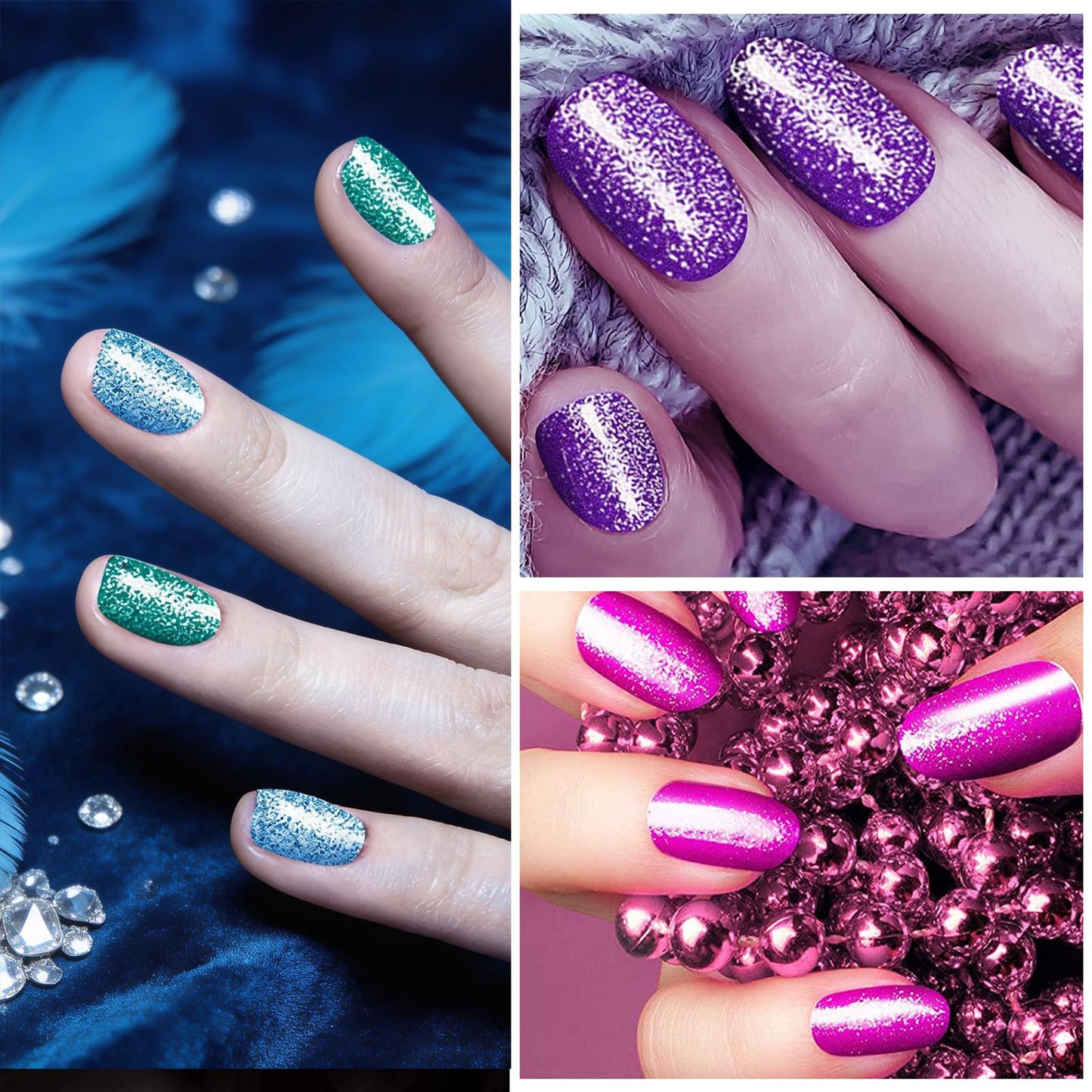 SILPECWEE 20 Sheets Nail Wraps for Women Glitter Solid Color Self Adhesive Nail Polish Strips Nail Sticker Polish Stick on Nails Nail Accessories with 1pc Nail File