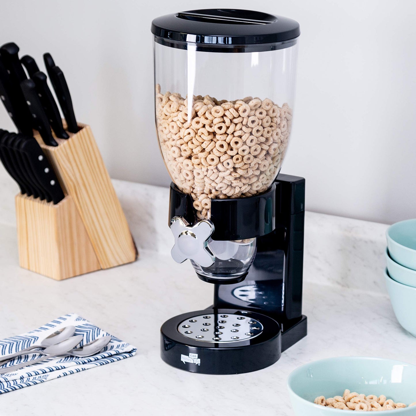 Honey-Can-Do Dry Food Dispenser, Single Control, Black/Chrome