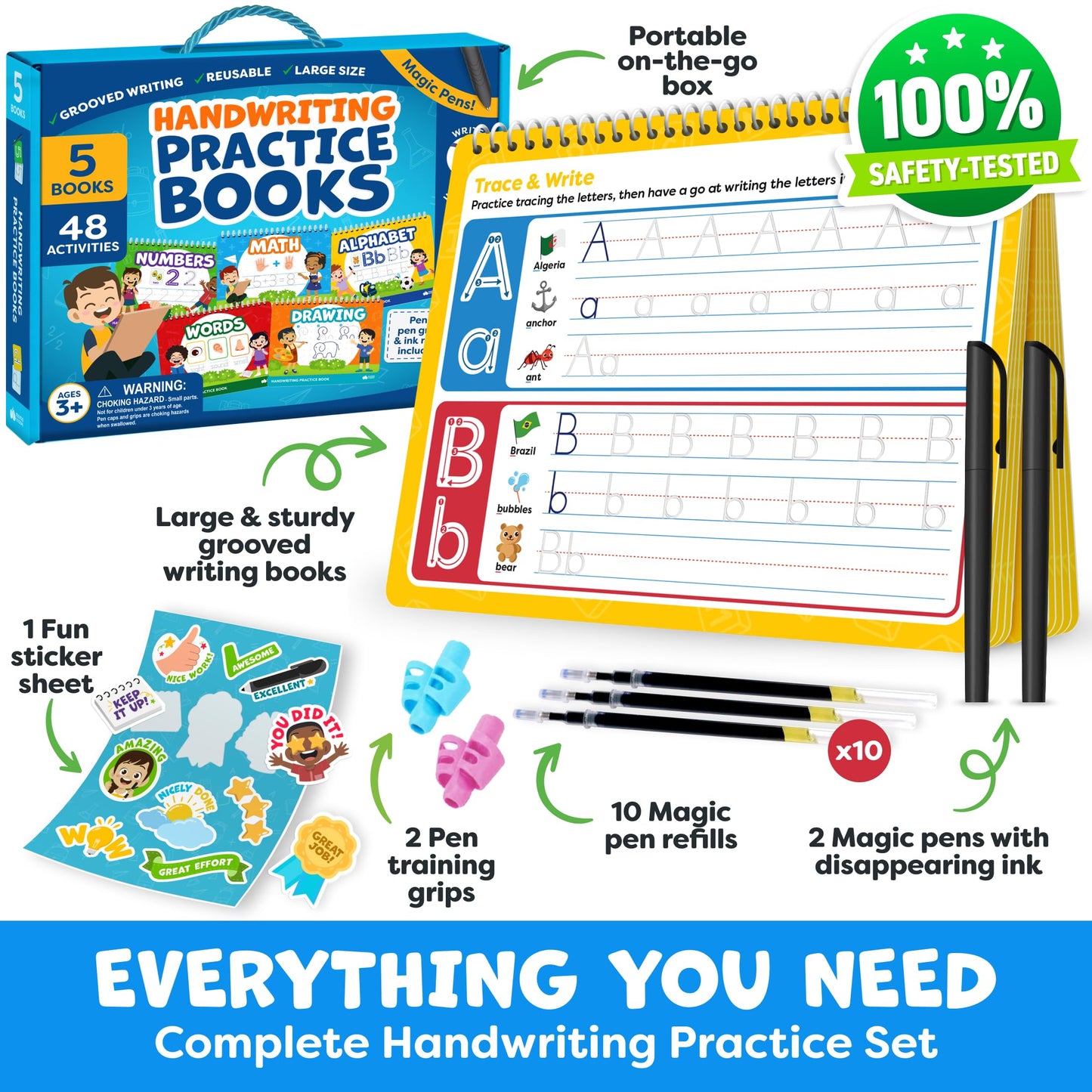 Magic Grooved Writing Practice for Kids Age 3-5 - Grooved Writing Books for Kids 3-5 - Handwriting Practice for Kids 5-7 - Tracing Books Toys for 4 Year Old - Preschool Learning Activities