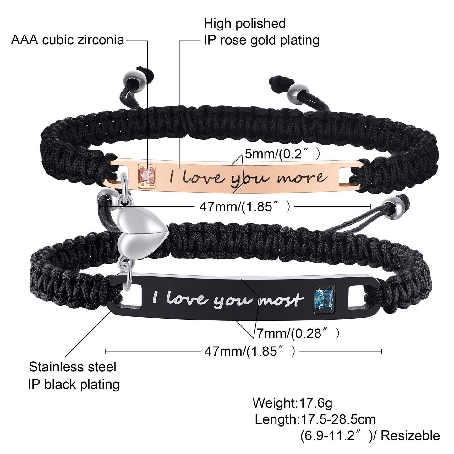 MEALGUET Personalized Couple Bracelet Customized Couple Bracelets Set Mutual Attraction Custom Name Relationship Bracelet Personalized Gift for Men Women, Handmade