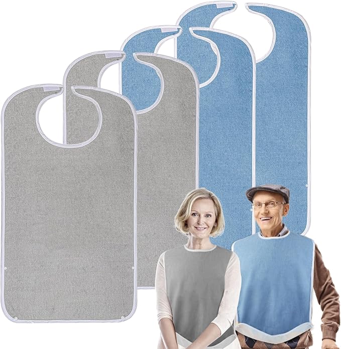 Pozico Adult Bibs for Eating Women/Men/elderly Washable,Waterproof, Clothing Protectors & Adult Bibs with Debris Trap