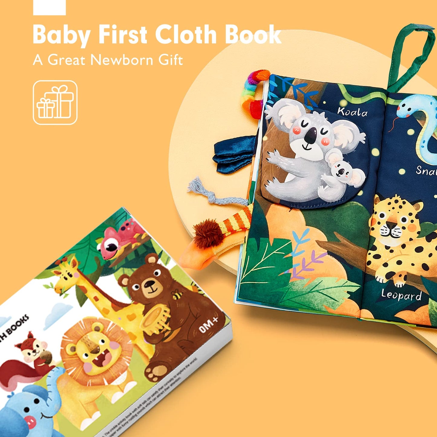 hahaland Baby Sensory Book & Baby Sensory Tissue Box Toy