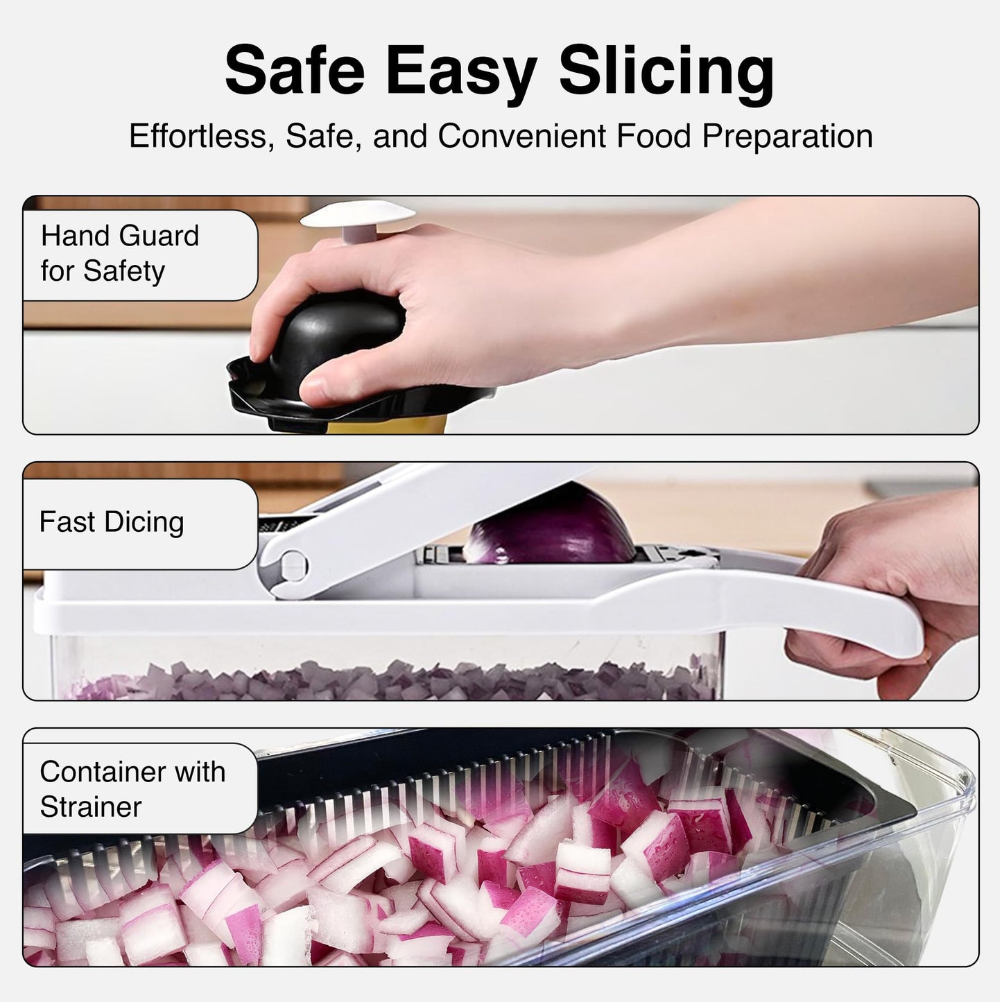 ISHKITCH 16-in-1 Vegetable Chopper & Mandoline Slicer – Multi-Blade Food Dicer, Onion Chopper, Veggie Cutter with Stainless Steel Blades, Dishwasher Safe Kitchen Tool