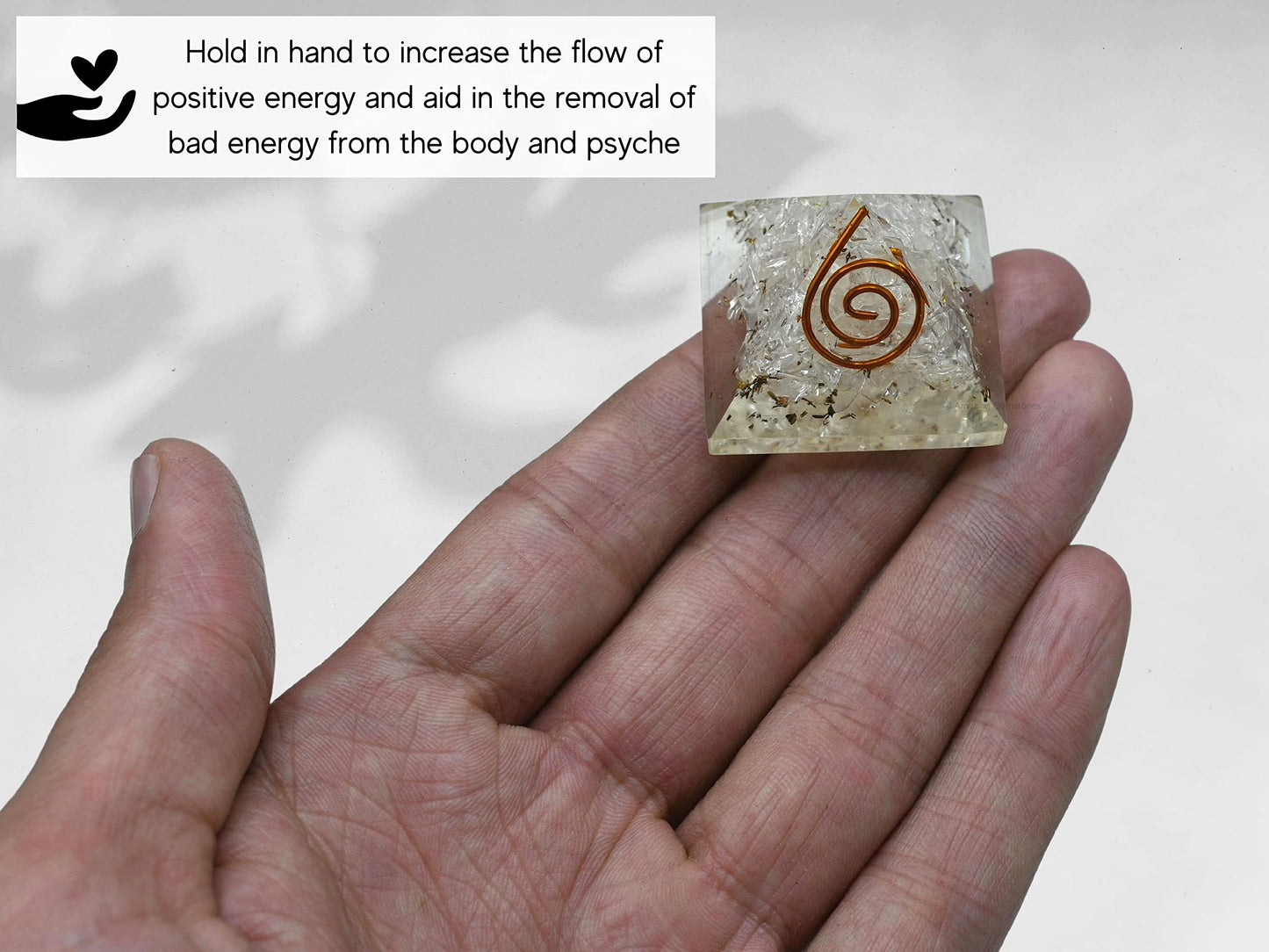 Amazing Gemstone Clear Quartz Orgone Pyramid - 30mm Small Orgonite Pyramids with Crystals and Healing Stones - Authentic Organite Gifts
