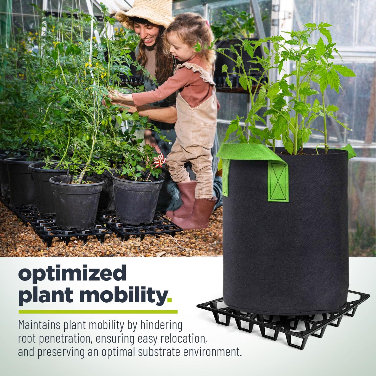 Cannrise Plant Riser – Modular Pot Spacer for Grow Bags, Planters & Containers – UV-Resistant Drainage Tray for Airflow, Root Health & Cleaner Surfaces (Standard Black, 5 Pack)