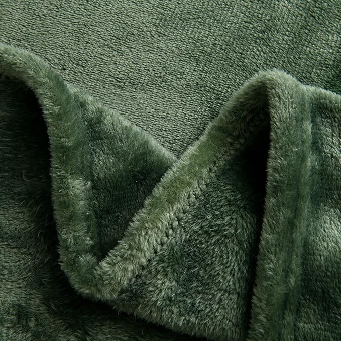 SOCHOW Flannel Fleece Blanket Twin Size, All Season Super Soft Cozy Blanket for Bed or Couch, Olive Green, 60" X 80"