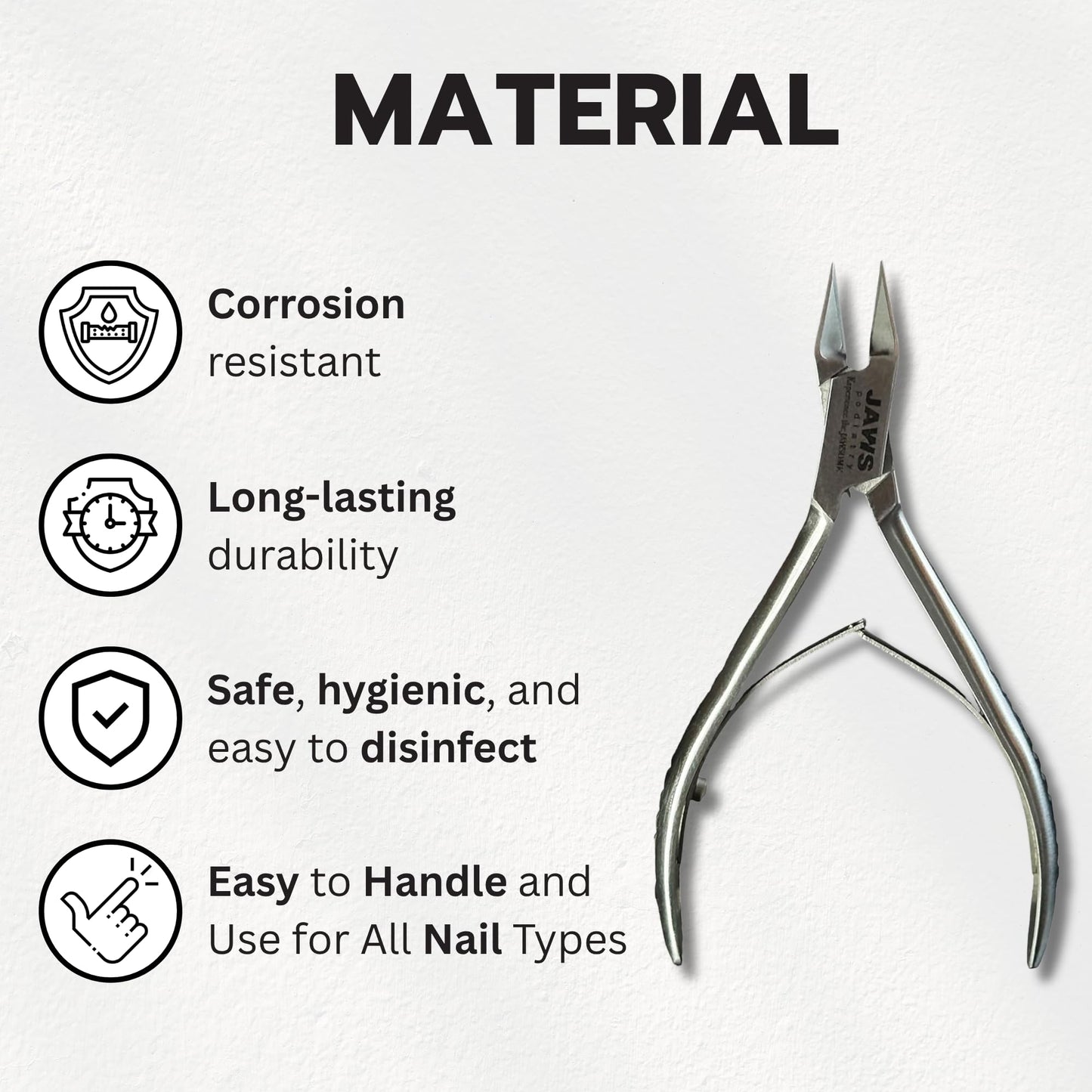 Jaws Podiatry Toe Nail Clippers, Surgical-Grade Stainless Steel, Precision Cutting, Double Action Blades, Compact Design, Silver