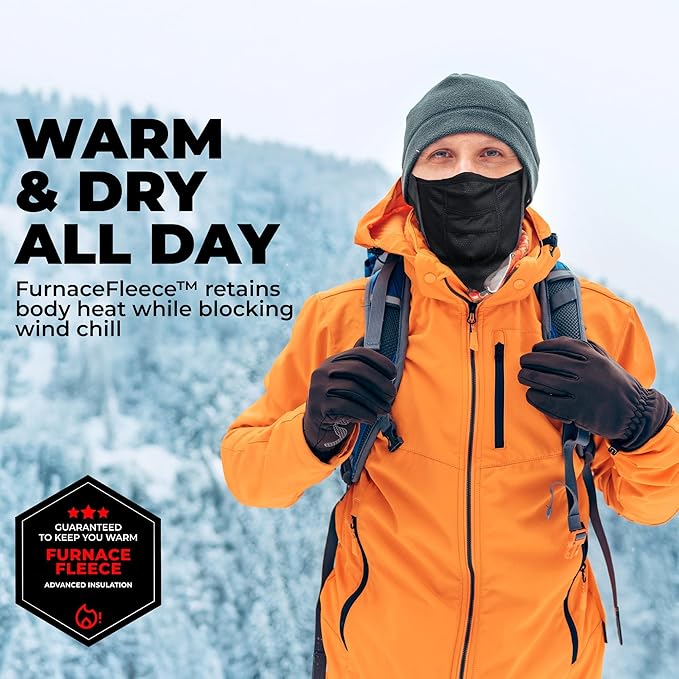 Tough Headwear Half Ski Mask - Warm Fleece Face Mask - Stretch Neck Gaiter Skiing Accessories - Breathable Cold Weather Gear