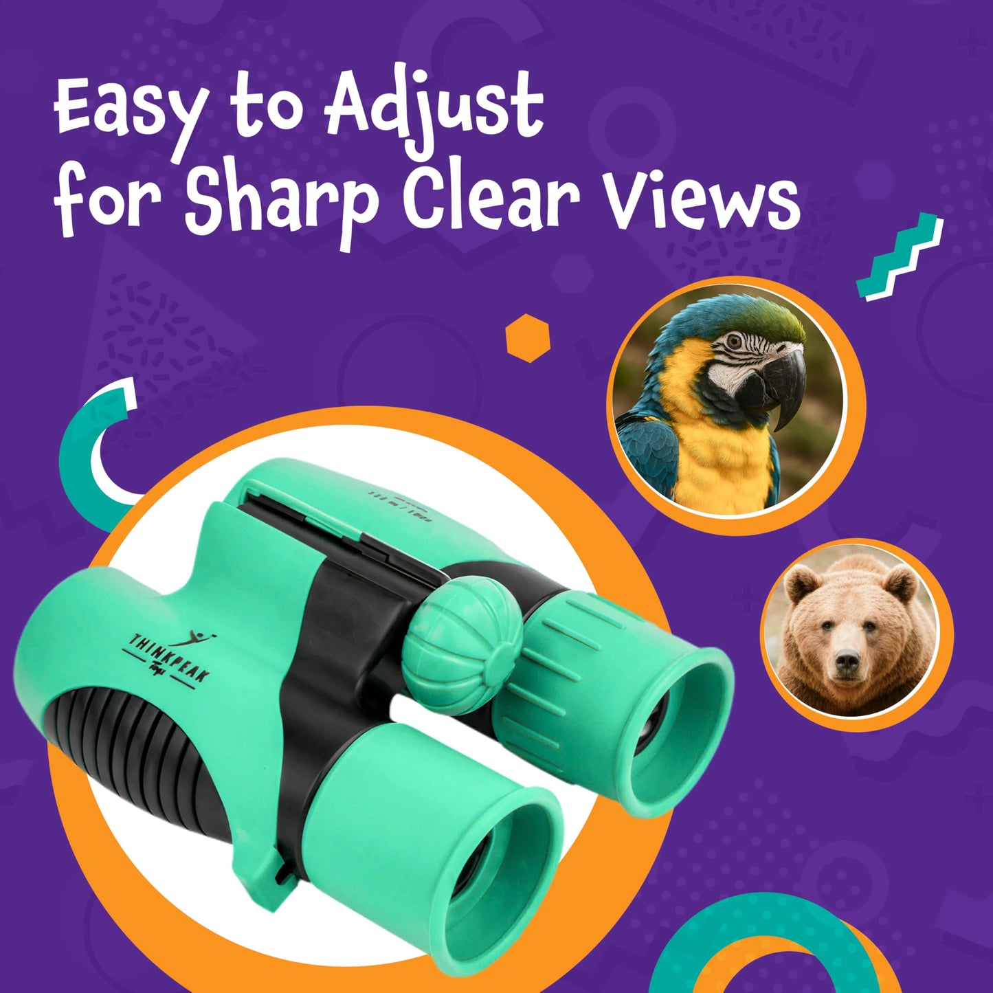 Think Peak Green Binoculars Science Toy for Kids Ages 3-12 Years - Real Compact Outdoor Adventure & STEM Educational Nature Hiking Explorer for Bird Watching, Camping Children’s Birthday Gift