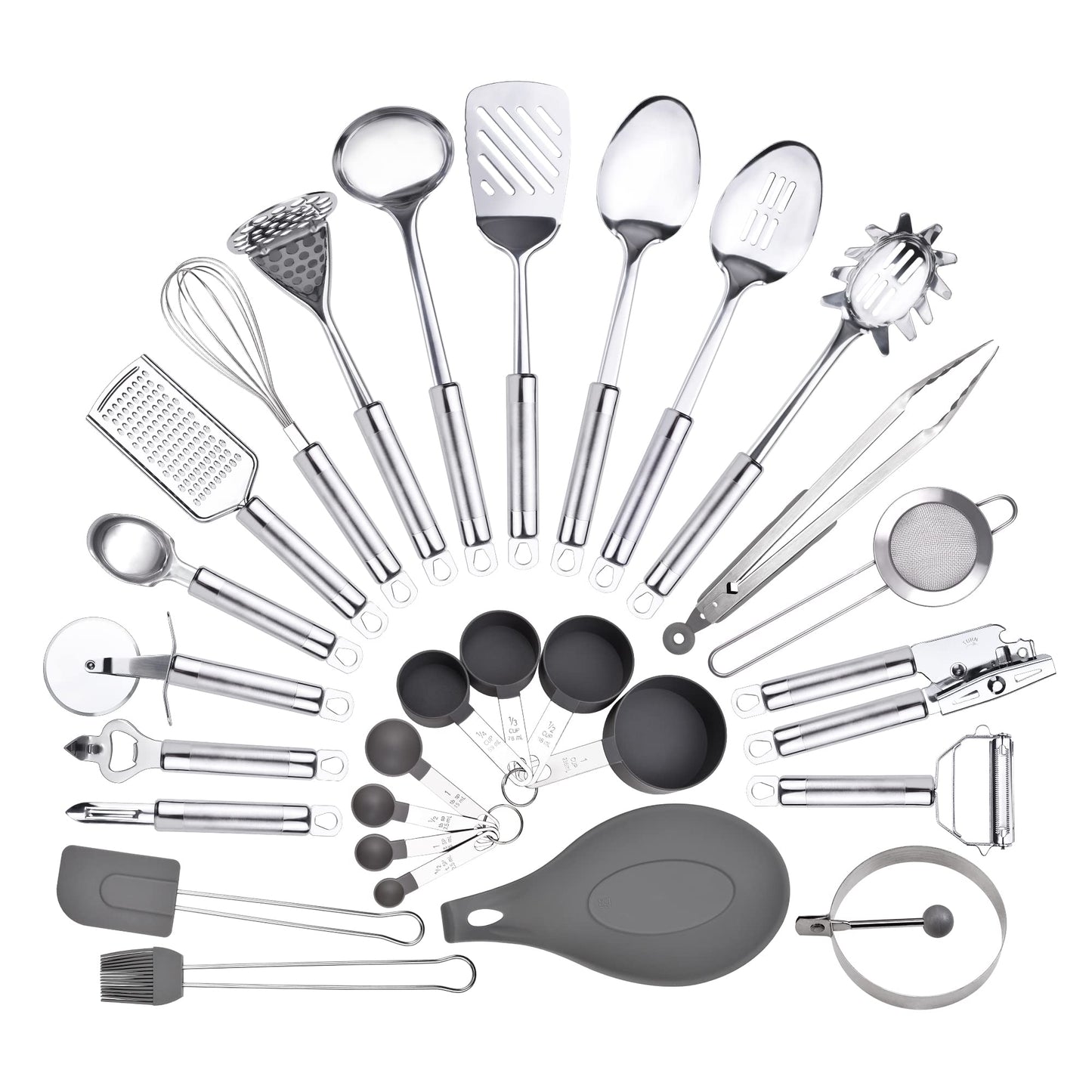 Stainless Steel Utensil Set, 28 Pcs Cooking Gadgets and Tools With Holder - Best Kitchen Tool Set Gift
