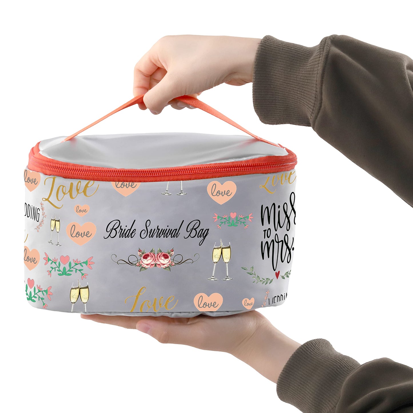 PXTIDY Wedding Day Emergency Kit Miss To Mrs Bride Survival Bag Bridal Shower Cosmetic Toiletry Organizer Future Mrs Gift(Bride-LT)