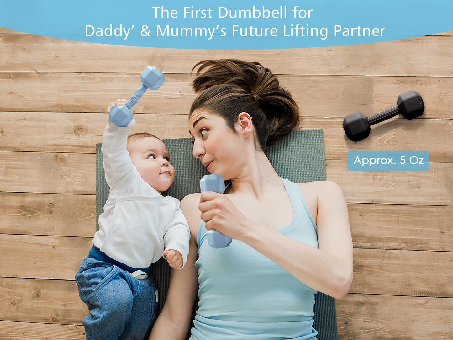 Baby Dumbbell - Silicone Infant Rattle Teether, Toddler Sensory Toy, Durable Safe Exercises Workout Weight - Great Gift for Girls and Boys (1pcs - Black)