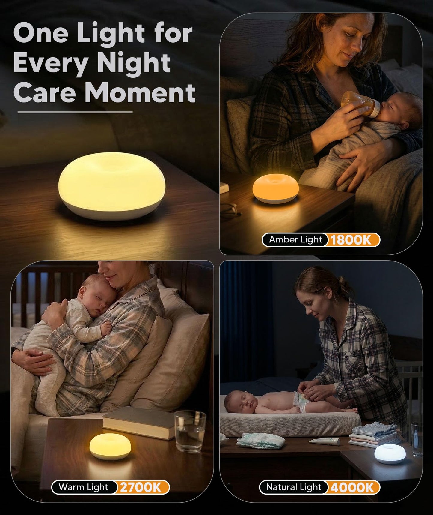 Baby Night Light 1800K No Blue Light, Nursery Night Egg Light for Breastfeeding,Amber BPA-Free Silicone Lamp with Child Lock, Dimmable Touch & Flip Control, Rechargeable Bedside Light for Kids Toddler