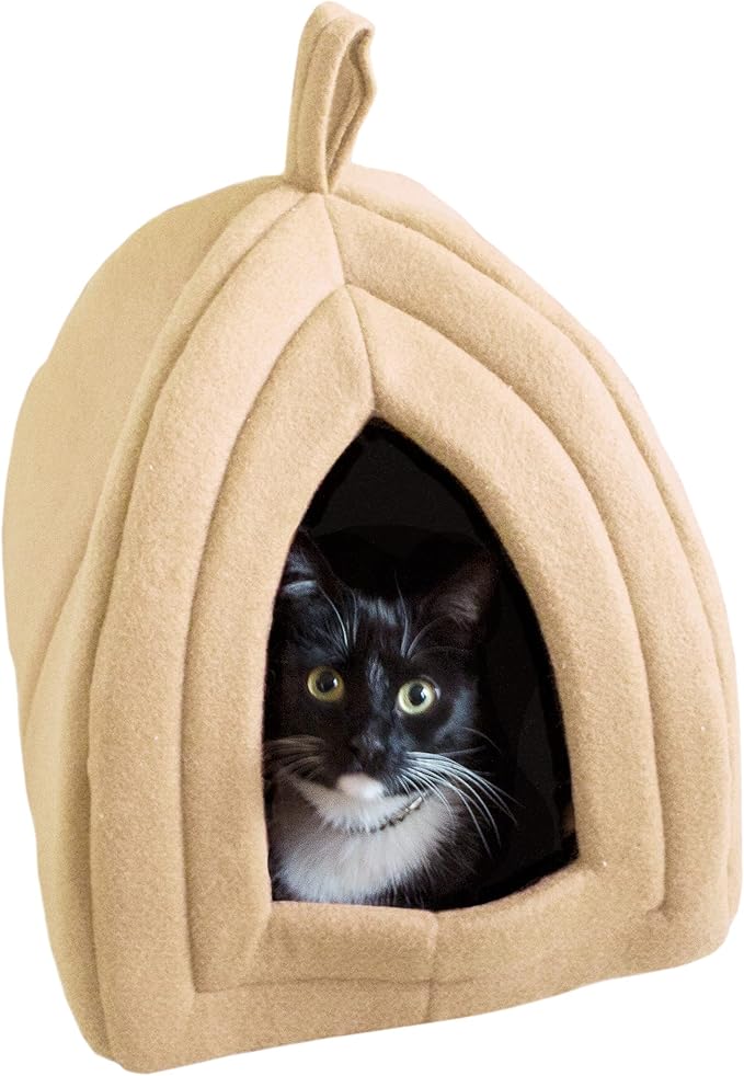 PETMAKER Cat House Indoor Bed with Removable Foam Cushion, Pink