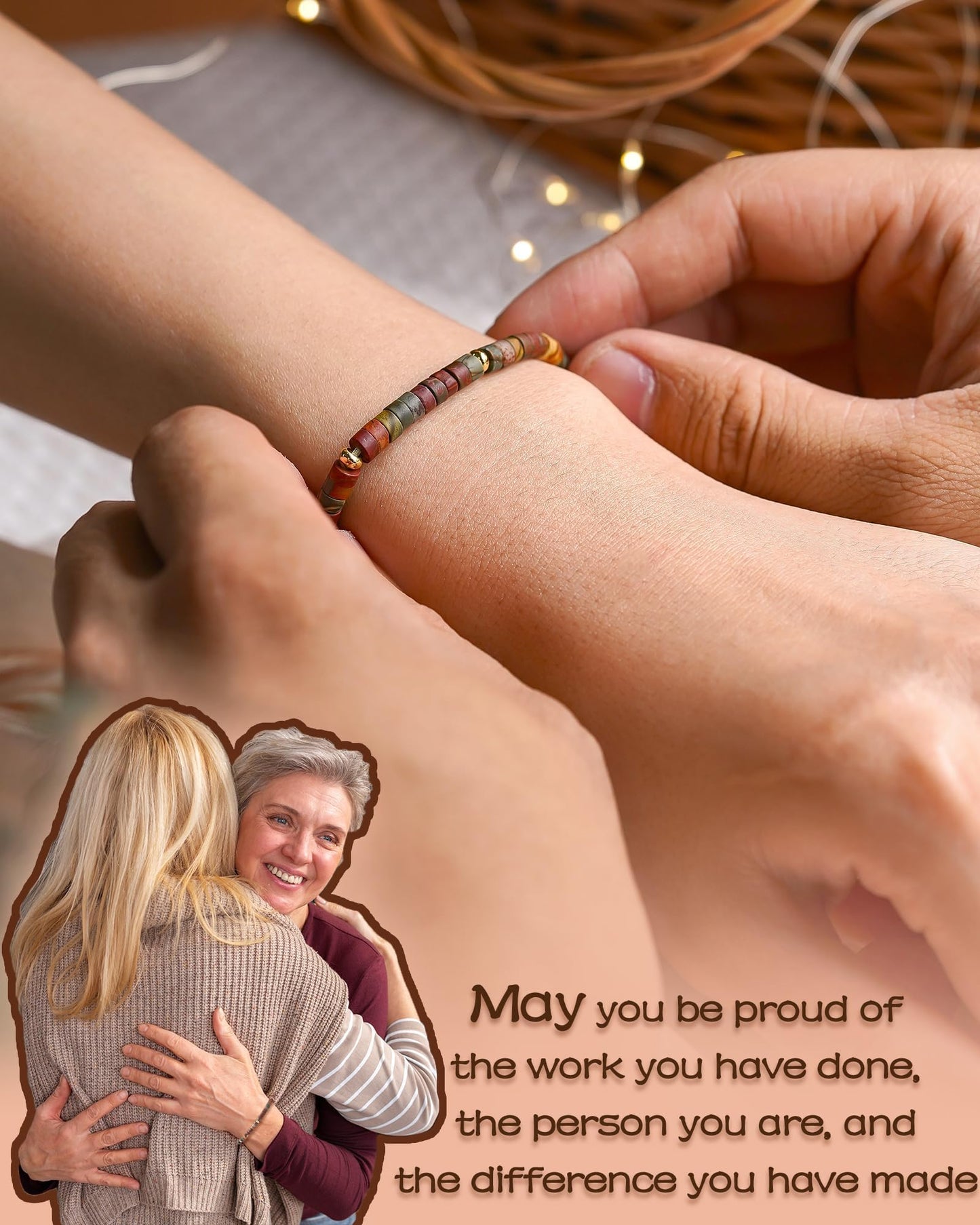 TAGOMEI Inspirational Gifts Bracelets for Women Healing Natural Stone Boho Beaded Bracelets