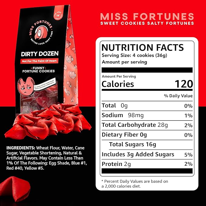 Miss Fortunes, Funny Fortune Cookies, The Two-Pack Shakur (Multi-pack of 2 Dozen Cookies) (Dirty Dozen + Boozy Dozen), 24.0 Count