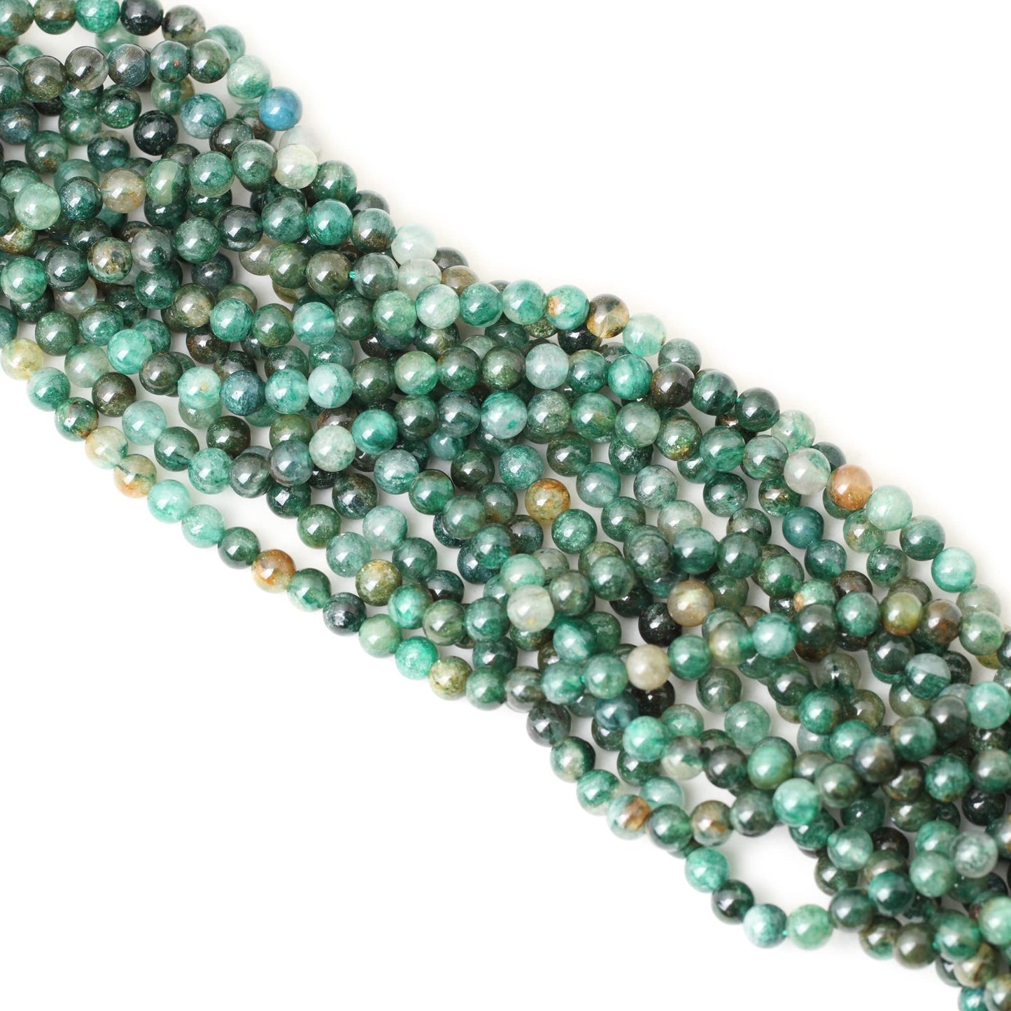 CHEAVIAN 60PCS 6mm Natural Green Mica Gemstone Smooth Surface Round Loose Beads for Jewelry Making 1 String 15 Inches