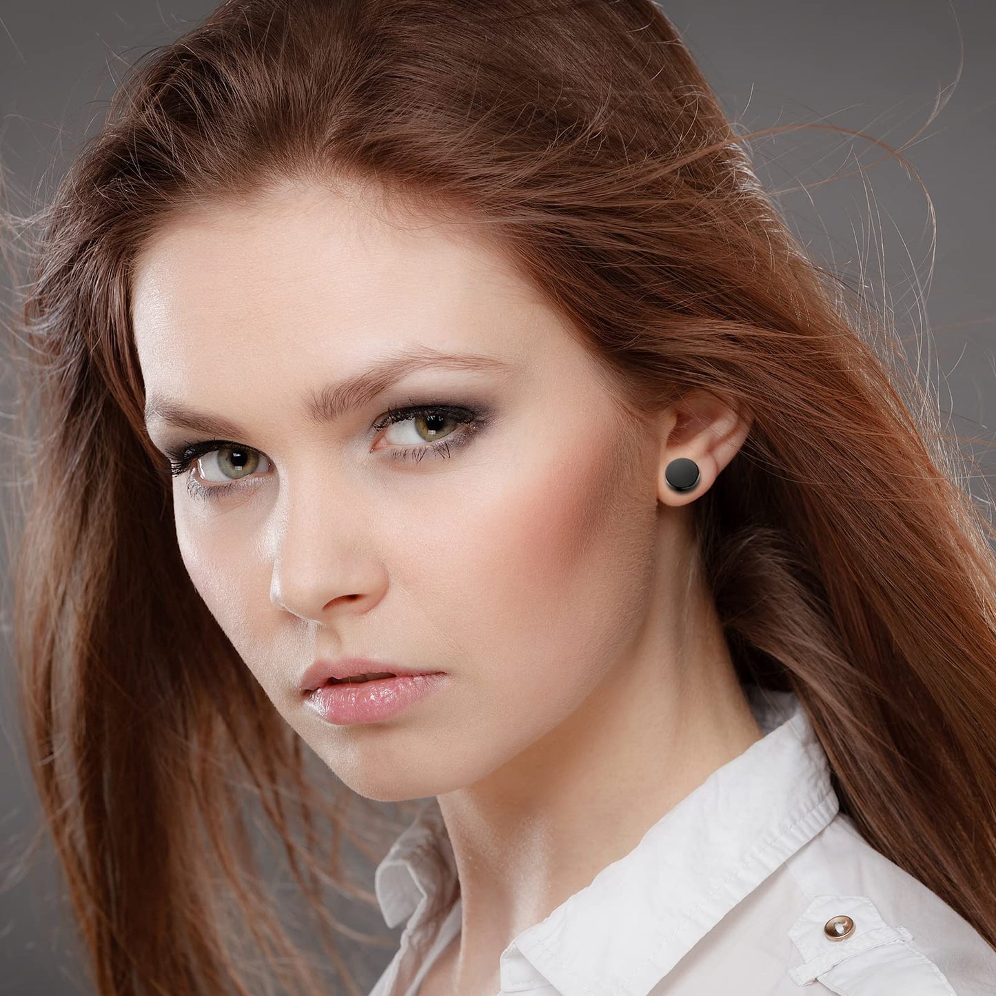 Rofusn Punk 12mm Stainless Steel Black Magnetic Non-piercing Clip On Fake Cheater Stud Earrings for Men Women
