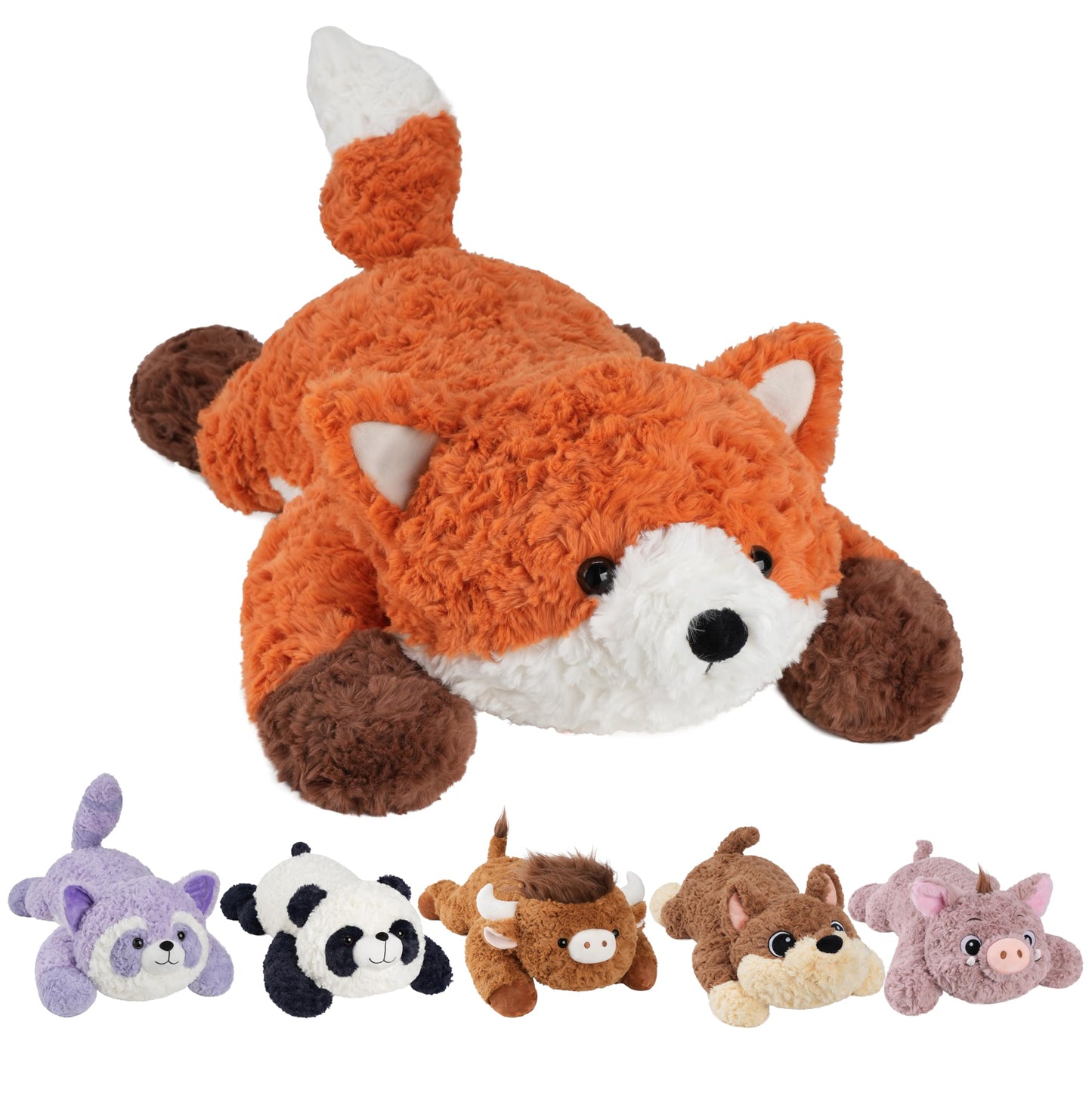 GILFWM 25" 5 Lbs Weighted Stuffed Animals Fox, Heatable and Coolable Weighted Plush with Microwavable Heating Pad,Removable Soft Washable Cute Plushie Pillow Toy Gifts for Adults and Kids