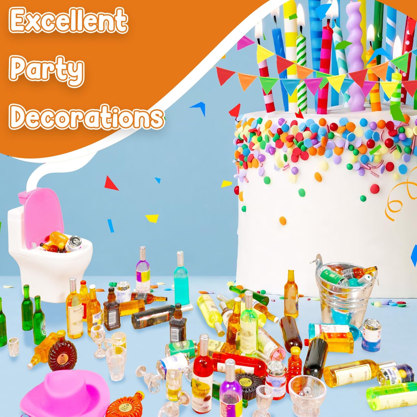 Miniature Ice Cubes Beer Bottles Mini Alcohol Bottles Mini Beer Party Decorations Bar Cake Decoration Mini Bar Accessories Mini Toilet